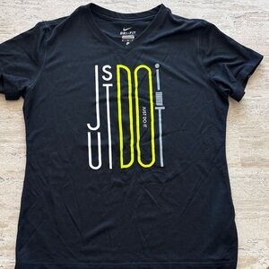 Nike Black T-Shirt with Yellow and White Graphic